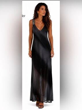 VENUS Black Embellished Sheer Maxi Dress